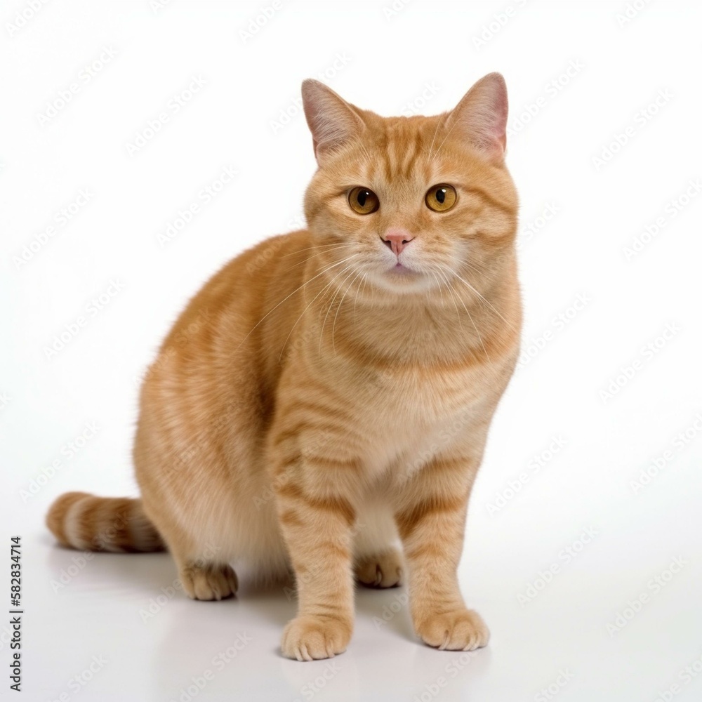 An isolated playful orange tabby cat on white background Generative AI An isolated playful orange tabby cat on white background Generative AI