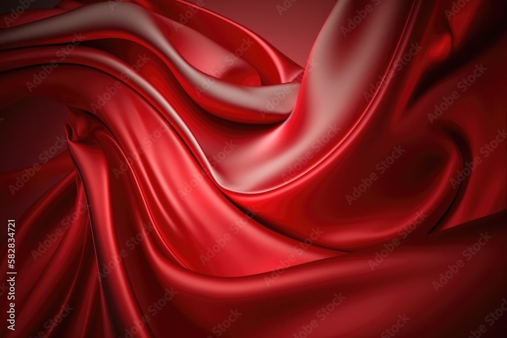 Obraz premium Red silk satin background. Abstract background luxury cloth or liquid wave or wavy folds.