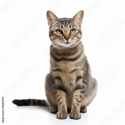 An isolated cute tabby cat on white background Generative AI
