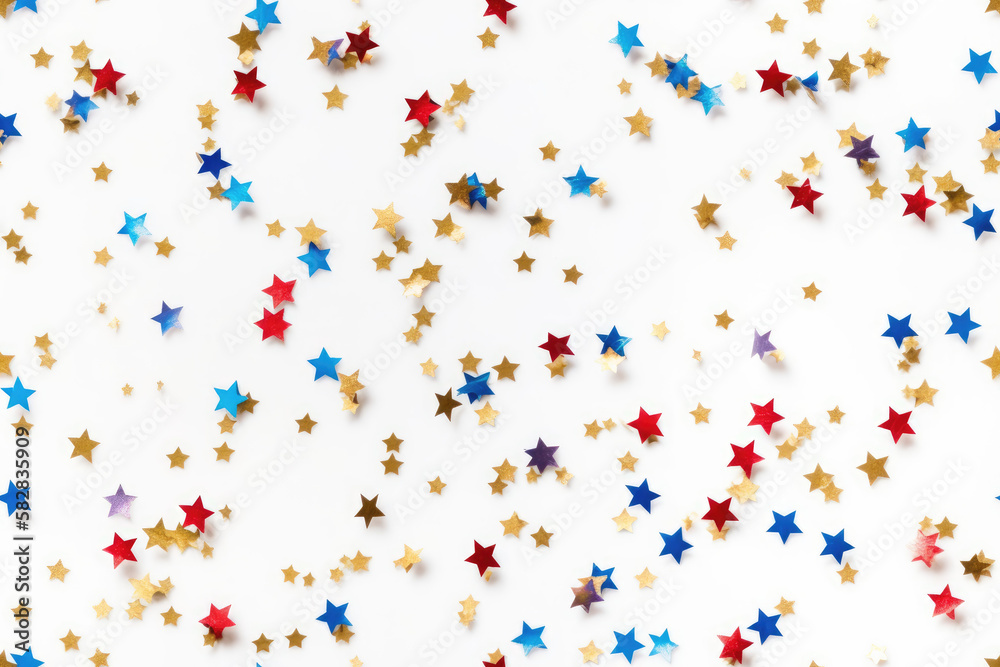 Seamless texture with blue, red and gold stars. Generative AI Seamless texture with blue, red and gold stars. Generative AI