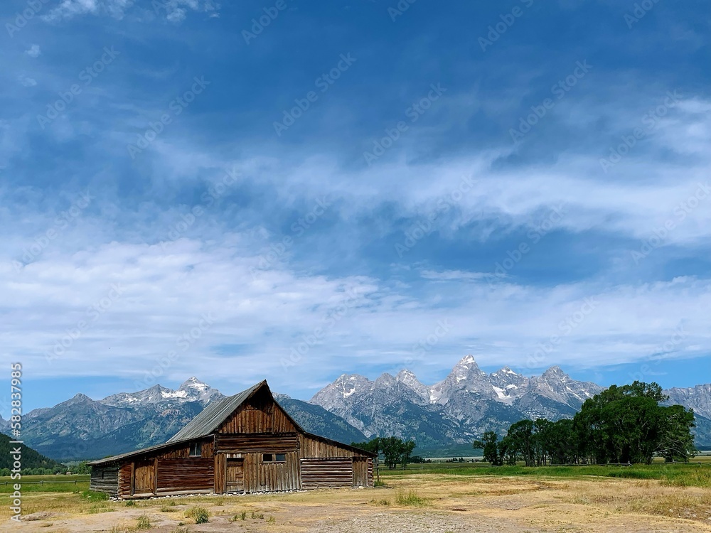 Mormon row historical landmark- the famous barn of Grand Tetons 