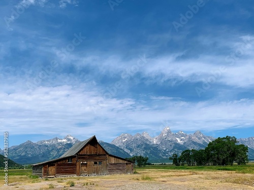 Mormon row historical landmark- the famous barn of Grand Tetons 