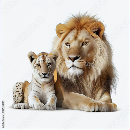 lion with tiger white background hd upscale