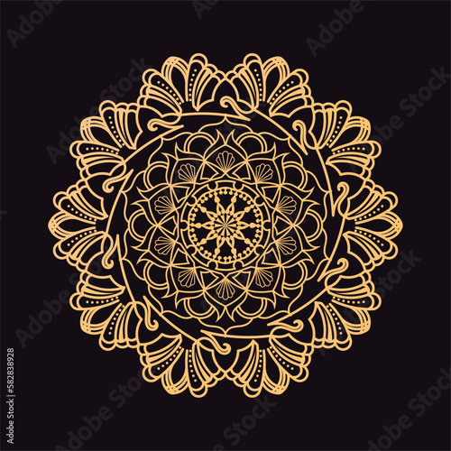 Mandala pattern for Henna, Mehndi, tattoo, Decorative ornament Ethnic oriental style line art.