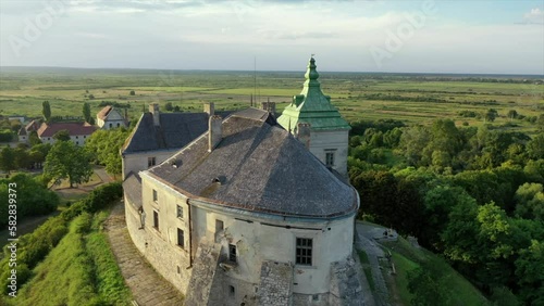 Aerial view of the Olesky Castle. Very beautiful castle near Lviv Ukraine photo