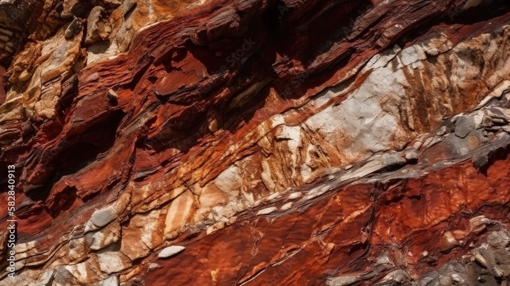 Red sedimentary mountain rock texture. Generative AI. Red sedimentary mountain rock texture. Generative AI.