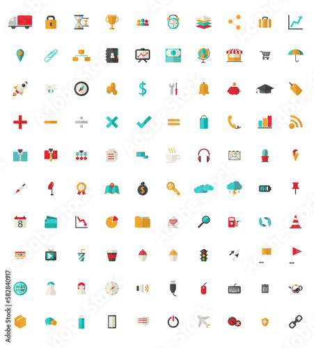 100 flat business icons for your website 