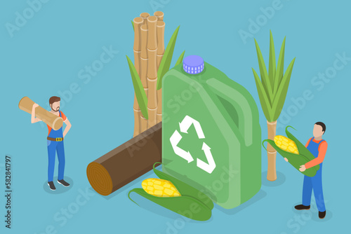 3D Isometric Flat Vector Conceptual Illustration of Eco Biofuel, Alternative Power
