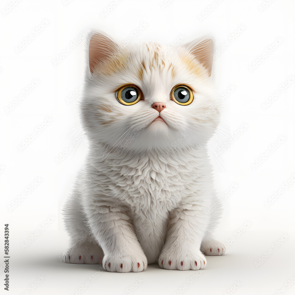 Fototapeta premium Playful 3D Cat: A Furry Playmate 