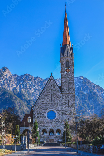 Liechtenstein - FEB 21,2023: the capital of Liechtenstein. Beautiful city of Liechtenstein.