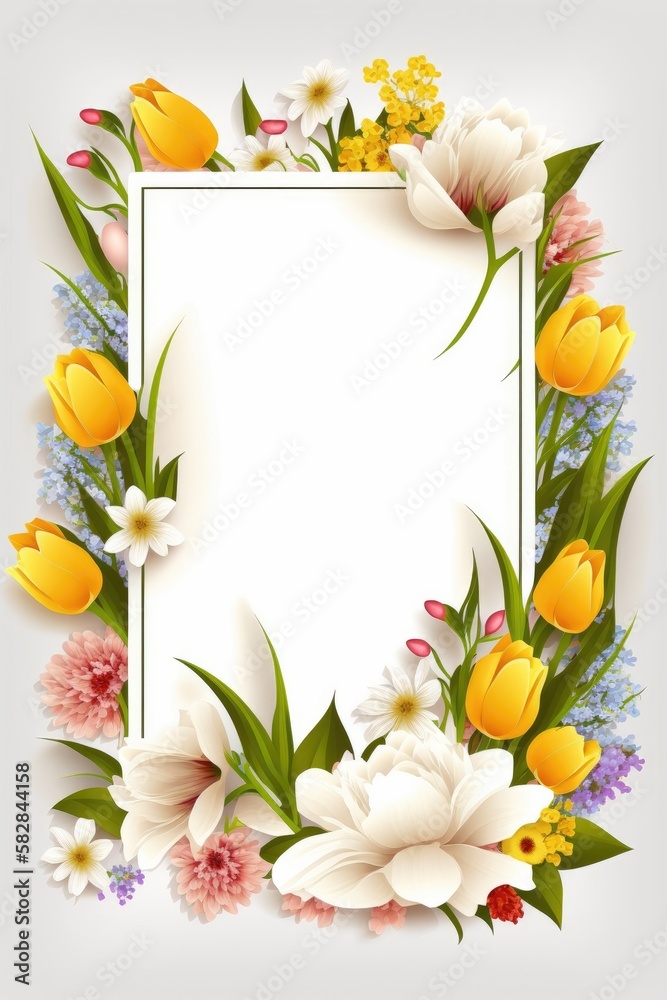 Border frame with floral pattern Generative AI Border frame with floral pattern Generative AI