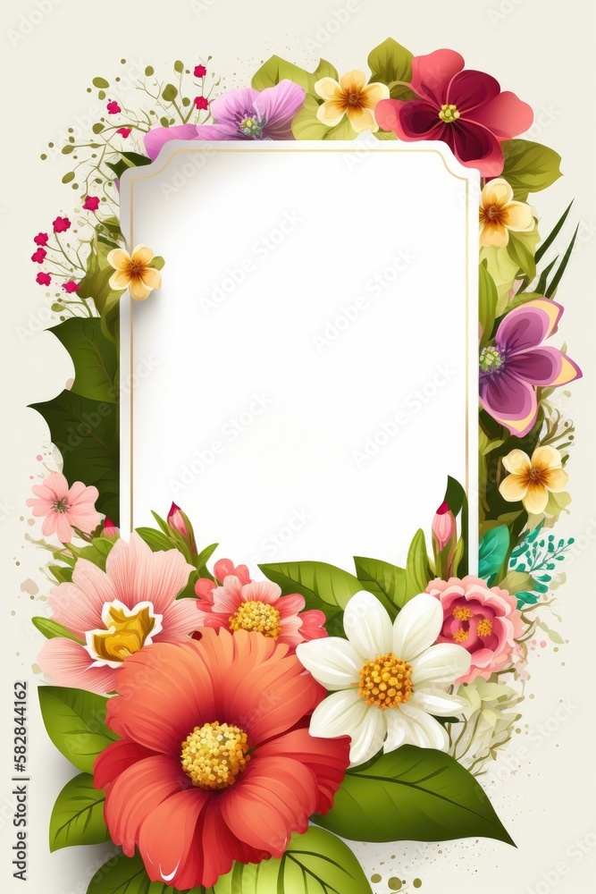 Border frame with floral pattern Generative AI Border frame with floral pattern Generative AI