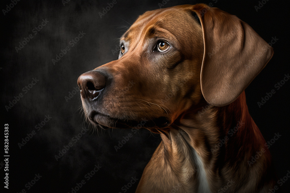 Majestic Rhodesian Ridgeback Dog on Dark Background - The Perfect Combination of Strength and Loyalty