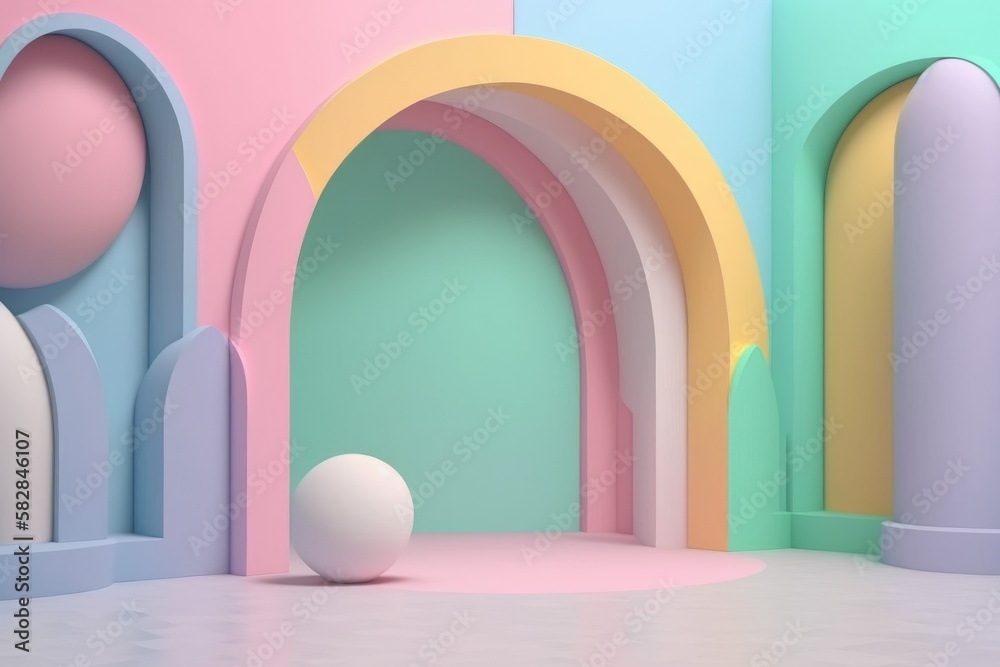 Stand podium wall scene pastel color background, geometric shape for product display presentation. Stand podium wall scene pastel color background, geometric shape for product display presentation.