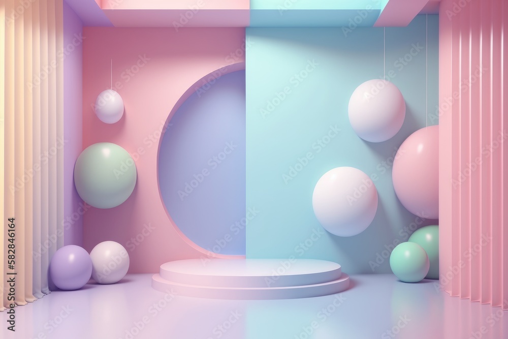Stand podium wall scene pastel color background, geometric shape for product display presentation. Stand podium wall scene pastel color background, geometric shape for product display presentation.