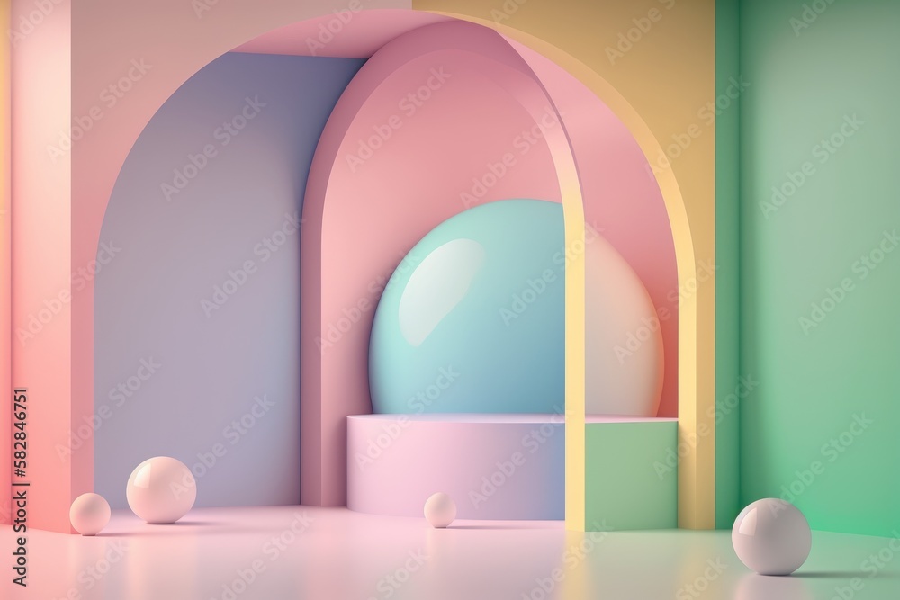 Stand podium wall scene pastel color background, geometric shape for product display presentation. Stand podium wall scene pastel color background, geometric shape for product display presentation.