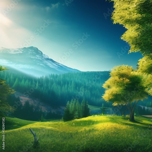 Mysterious realistic highly detailed sunny Landscape That Inspires Wanderlust with depth k quality © Dan