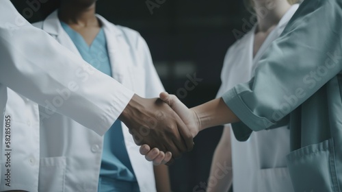 Doctors Celebrating Success with Handshakes, Doctors Joining Hands, GENERATIVE AI