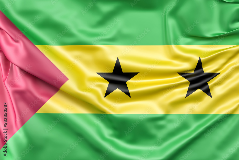 Ruffled Flag of Sao Tome and Principe. 3D Rendering Ruffled Flag of Sao Tome and Principe. 3D Rendering