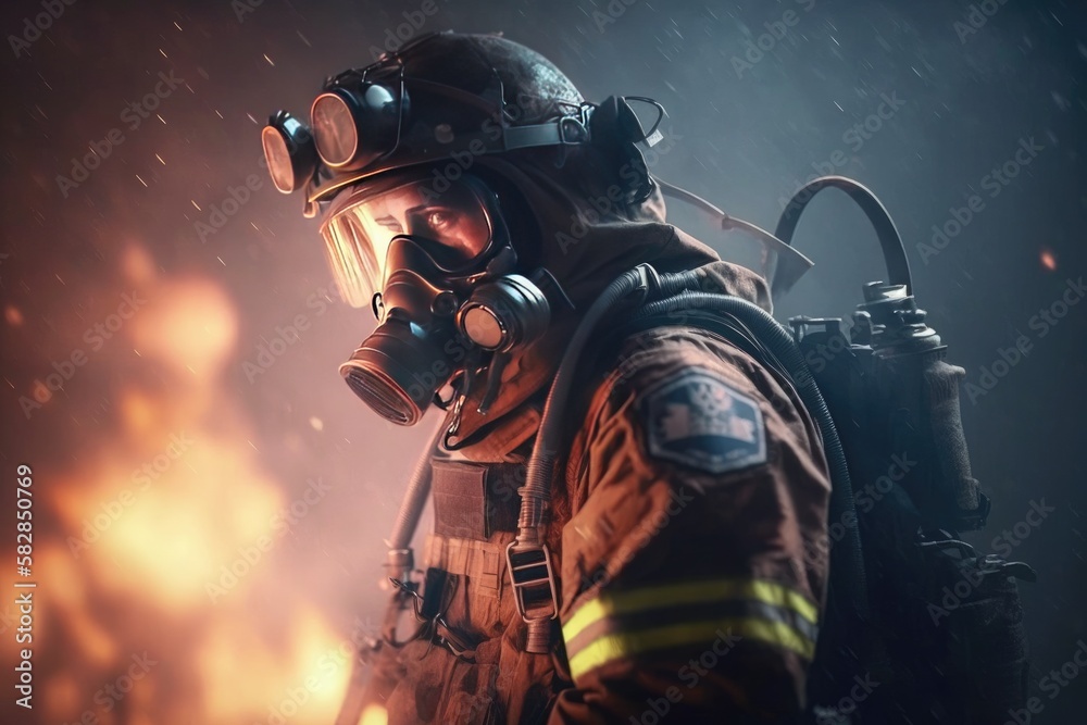 Firefighter searching for possible survives. Generative AI
Firefighter searching for possible survives. Generative AI