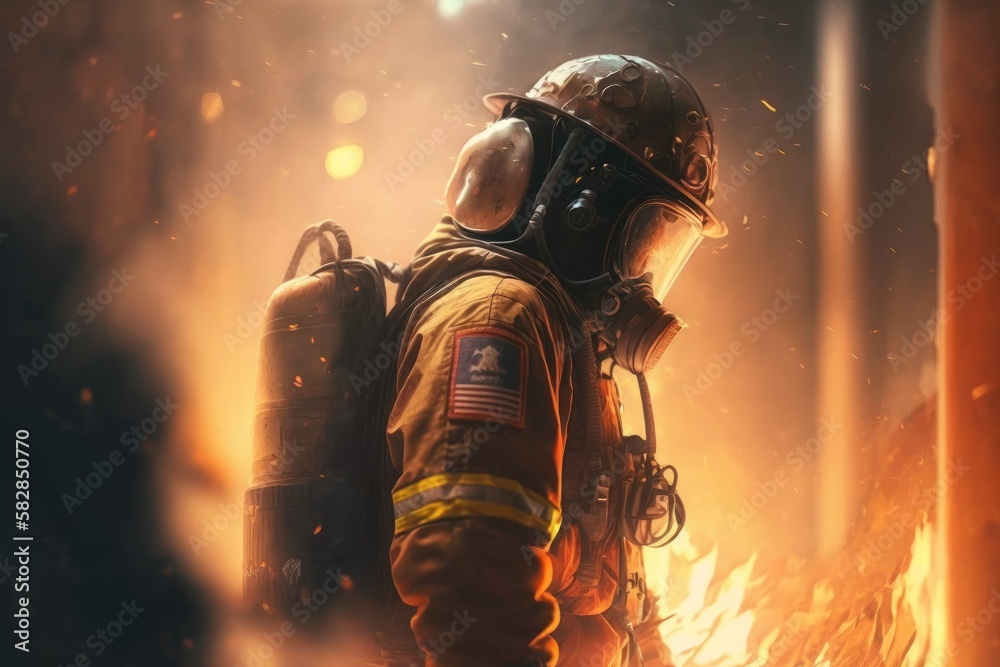 Firefighter searching for possible survives. Generative AI
Firefighter searching for possible survives. Generative AI