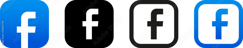 Facebook logo icon set. Facebook photo frame. Social media icons ...