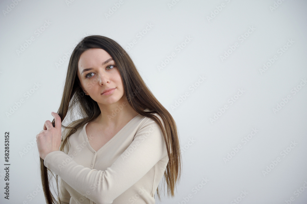 girl straightens long hair advertising shampoo combs barbershop personal care beauty sphere beauty tenderness charm cute woman yin yang feng shui girl straightens long hair advertising shampoo combs barbershop personal care beauty sphere beauty tenderness charm cute woman yin yang feng shui