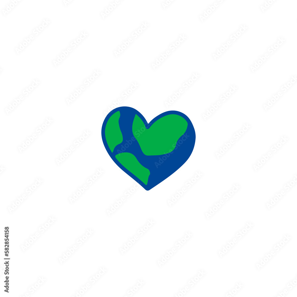 heart shaped doodle globe illustration vector