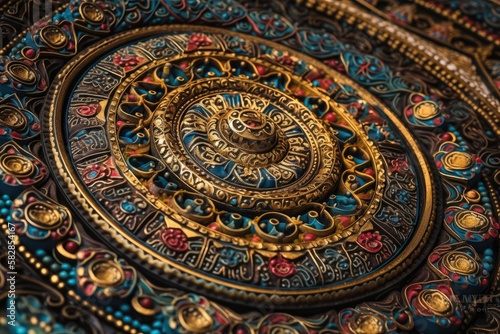Colorful Buddhist mandala. Beautiful  intricate  ornate design. Asian design.