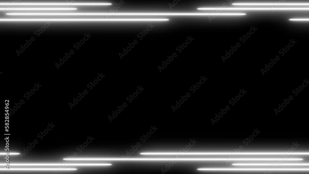 white laser effect. glowing neon frame background with empty space area. repetitive motion neon line animation. Bright neon light effect isolated on black. 4K graphic animation video
