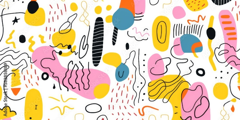 funny and creative doodle hand draw simple lines and shapes, childish style, cartoon, generative ai funny and creative doodle hand draw simple lines and shapes, childish style, cartoon, generative ai