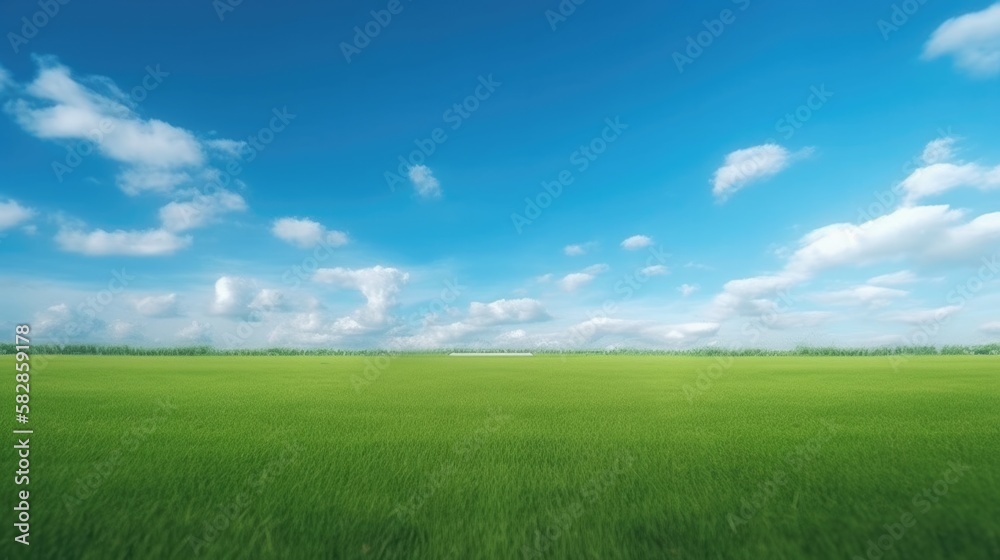 blue sky and lawn background, generative ai