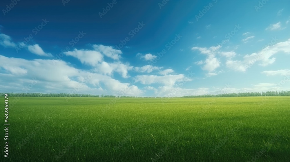 Fototapeta premium blue sky and lawn background, generative ai