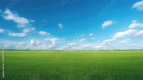 blue sky and lawn background, generative ai