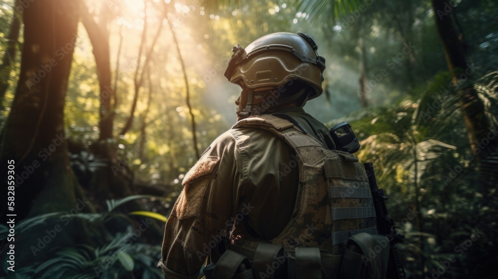 army in the forest, soldier, generative ai