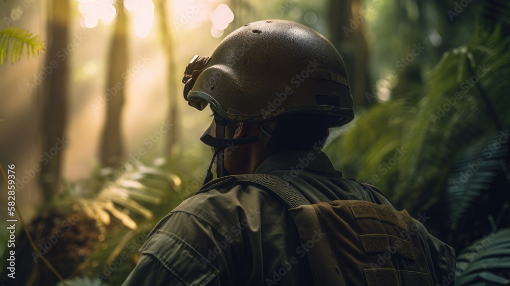 army in the forest, soldier, generative ai