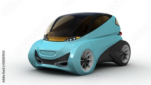 electric car design, car isolated in white