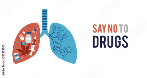 No drugs, concept design. International day against drug abuse illustration, banner