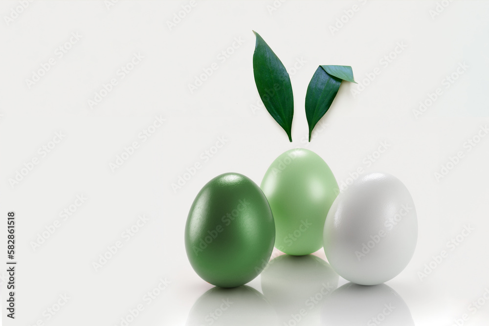 three easter eggs with Bunny Ears three easter eggs with Bunny Ears