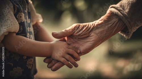 Grandma's Love: Holding Hands with Her Grandkids, GENERATIVE AI