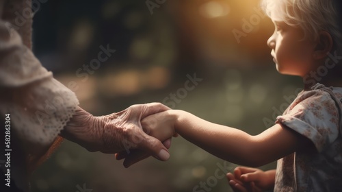 Grandma's Love: Holding Hands with Her Grandkids, GENERATIVE AI