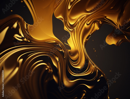 Liquid gold background design. Dynamic dripping lava gold background design.
