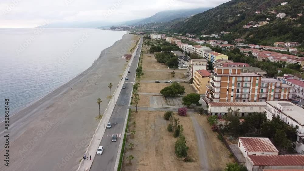 Scenic aerial view over the coastline in Calabria, Italy