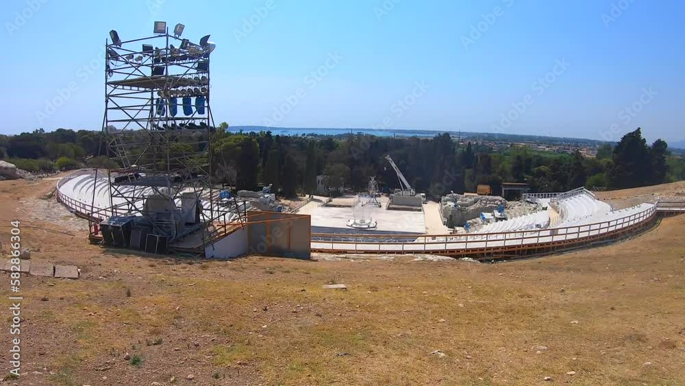 Scenic view of the Greek theatre of Syracuse, Sicily, Italy Scenic view of the Greek theatre of Syracuse, Sicily, Italy
