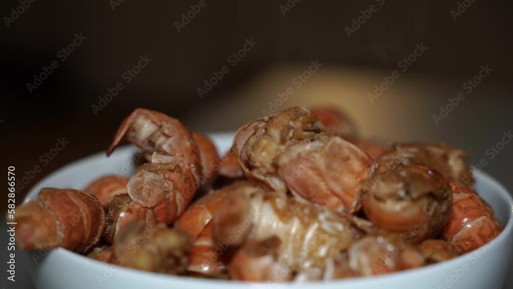 Cooking. Cooking Argentine shrimp. Close-up. Cooking. Cooking Argentine shrimp. Close-up.