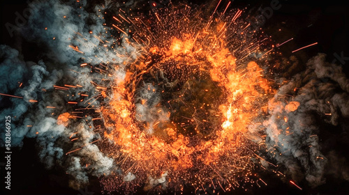 Captivating Chaos, Explosion with Flames and Smoke, Dynamic Special Effects, Generative AI