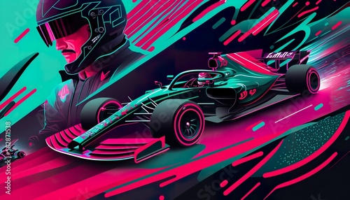 Futuristic racing formula . Creative illustration. (Ai Generate)