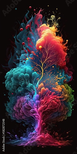 burst of vibrant colors representing magic and wonder existing in world waiting to be discovered and experienced, concept of imagination and Unleashed potential, created with Generative AI technology