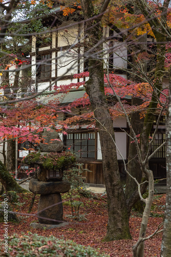 日本 京都府京都市にある永観堂禅林寺の図書館と紅葉