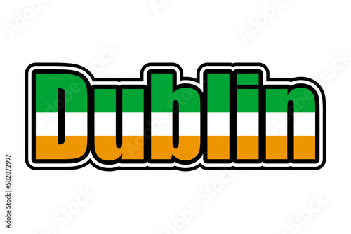 Canvas Print Dublin sign icon with Irish flag colors